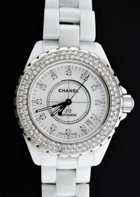 chanel ceramic diamond watch|chanel j12 white watch price.